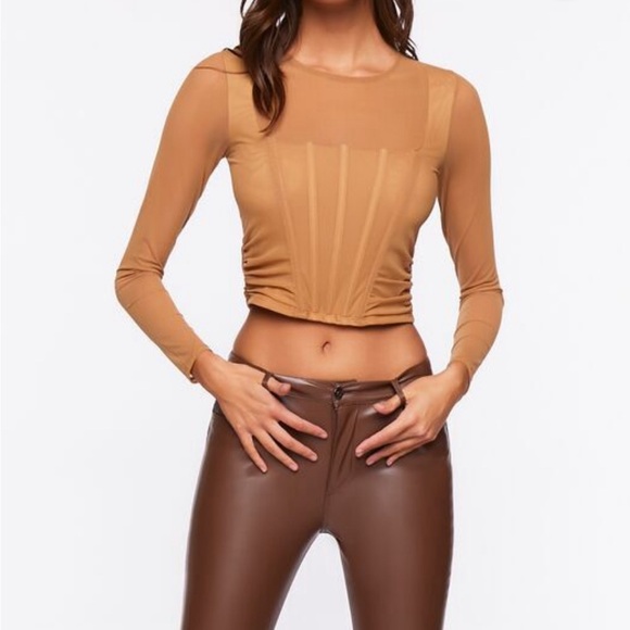 Tan Camel Neutral Bustier Corset Top M - Picture 1 of 7